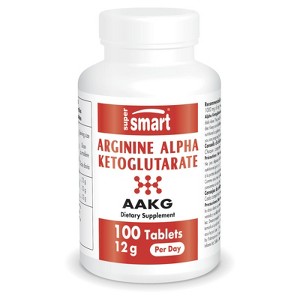 SuperSmart Arginine Alpha Ketoglutarate 12g per Day - Well-Tolerated L-Arginine AKG Supplement - Amino Acid AAKG | Non-GMO & Gluten Free - 100 Tablets - 1 of 1