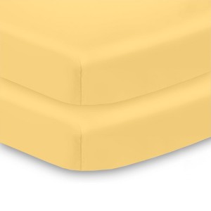 BreathableBaby All-in-One Fitted Sheet & Waterproof Cover, For 38" x 24" Mini Crib Mattress (2-Pack), Yellow - 1 of 4