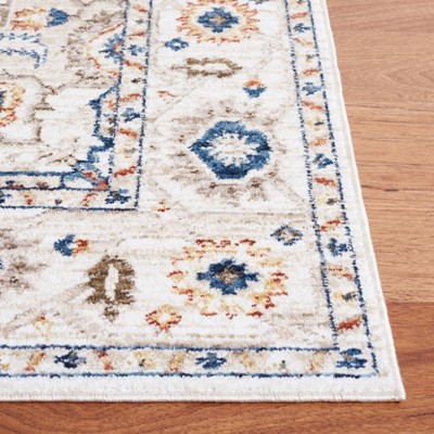 Ivory and Beige Hand-knotted Synthetic Rectangular Area Rug 4' x 6'