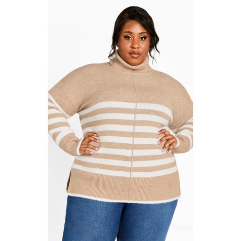 Striped turtleneck plus outlet size