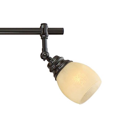 Elm Park 57.5" Bronze Track Light with Amber Glass Shades