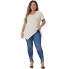 Agnes Orinda Women's Plus Size V Neck Asymmetric Short Sleeve Polka Dots Blouses - 3 of 4