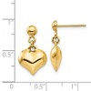 Black Bow Jewelry 11mm Puffed Heart Dangle Post Earrings in 14k Yellow Gold - 4 of 4