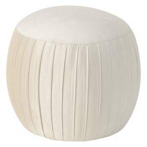 Ember Round Shirred Ottomon Cream Velvet - Skyline Furniture, Adult Unisex, Ivory Velvet