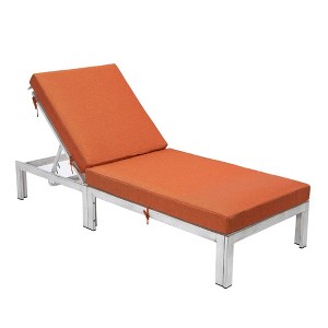 LeisureMod Marlin Patio Sling Chaise Lounge Chair With Arms in Grey Aluminum - 1 of 4