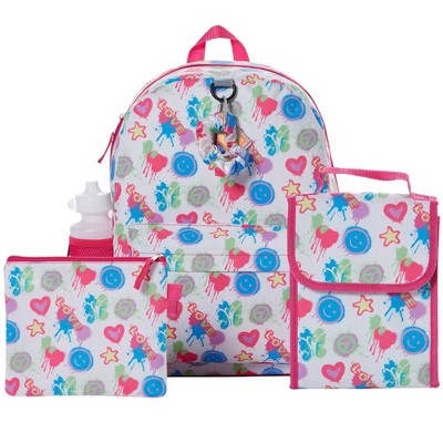 CLUB LIBBY LU Heart Love Peace Sign Graffiti Art Backpack Set for Girls, 16 inch, 6 Pieces