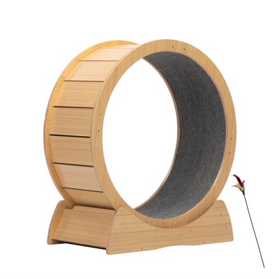 Sevobal Pet Toy Cat Exercise Wheel Running Spinning Scratching Fun, Cat Treadmill with Carpeted Runway, Kitty Sport Toy, Brown, 31.5"*16.25"*34.25"