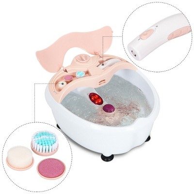 Foot Spa Bath Massager Bubble Vibration Red Light Rollers Handheld Foot Cleaner