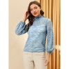 INSPIRE CHIC Women's See Through Mock Neck Long Sleeve Floral Lace Blouse - 4 of 4