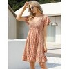 Coolmee Women Summer Midi Dress Maternity Floral Boho Wrap Short Sleeve V Neck Ruffle A-Line Flowy Sundress - 3 of 4