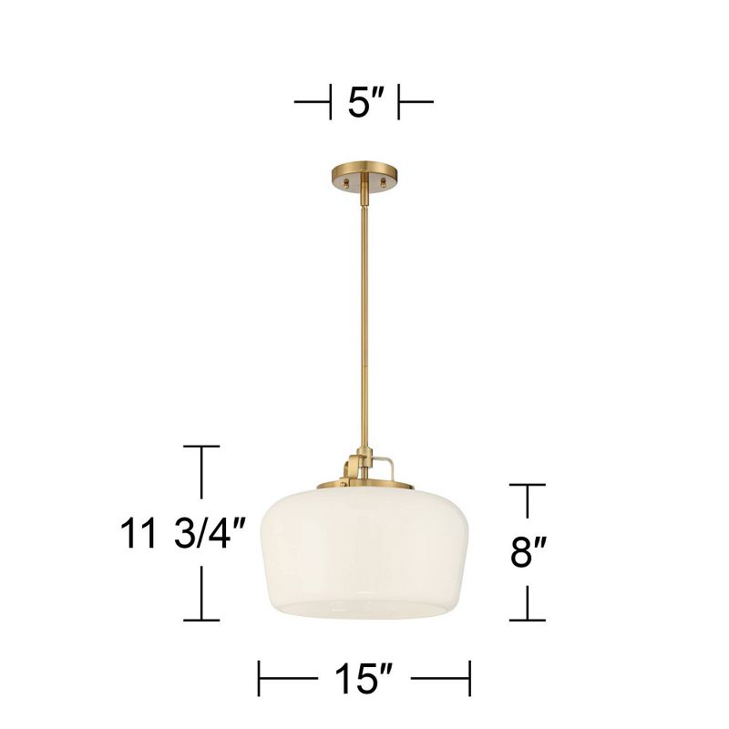 Possini Euro Design Gold Pendant Chandelier 15" Wide Modern Opal White Glass Shade 3-Light Fixture for Dining Room Living House Home Kitchen Island, 4 of 8