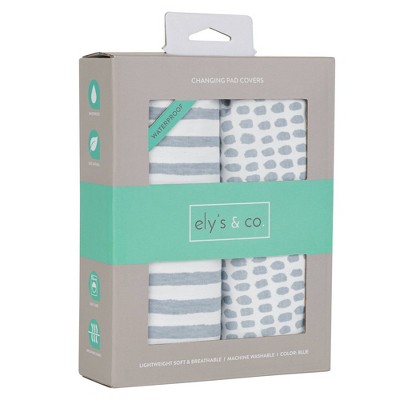 Blue Striped and Splash Waterproof Cotton Changing Pad Cover