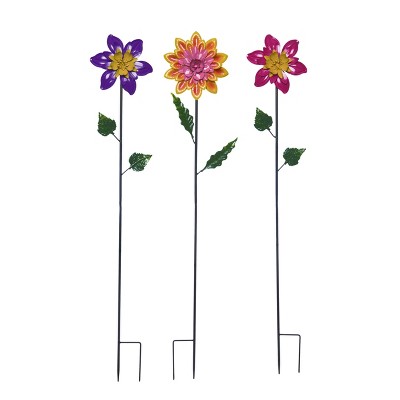 Transpac Metal Bright Bloom Flower Y/S Set of 3 Spring Home Decorations