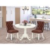 3-Piece Linen White Finish Solid Wood Top-Round Upholstered Dining Room Set-Seats 4 - 2 of 4