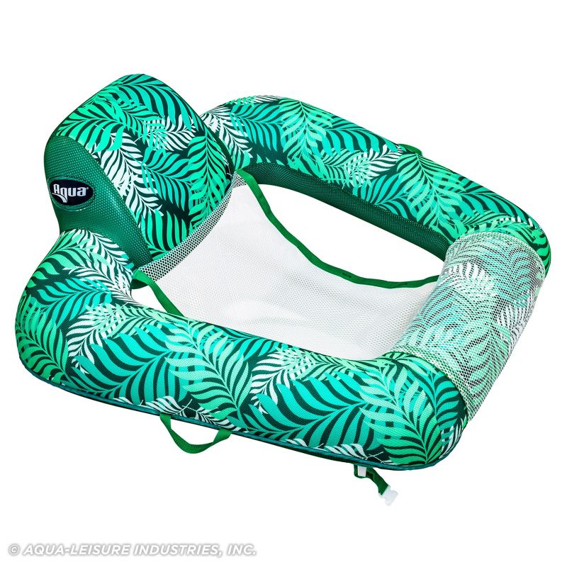 Aqua Zero Gravity Inflatable Outdoor Indoor Swimming Pool Chair Hammock Lounge Float, Teal Fern Leaf Green, 2 of 7