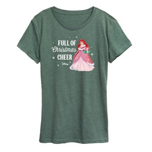 Women's - Disney - Full Of Christmas Cheer Ariel Short Sleeve Graphic T-Shirt - 1 of 4