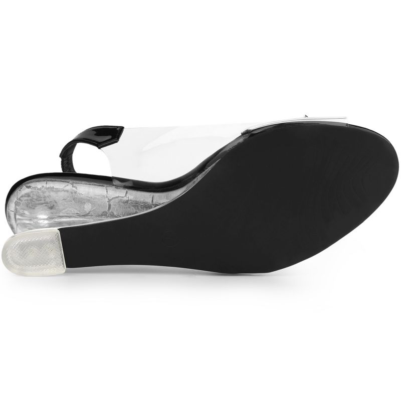 Allegra K Women's Clear Slingback Wedges Rhinestone Transparent Peep Toe Heels, 5 of 8