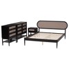 Baxton Studio Shirin Mid-Century Beige Fabric and Black Wood Queen 4-Piece Bedroom Set - 3 of 4