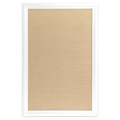 U Brands 20"x30" Burlap Bulletin Board White Wood Frame