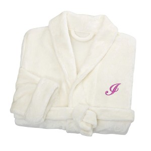 Personalization Mall Embroidered Short Fleece Robe - White - 1 of 1