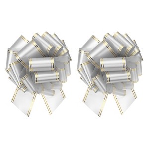 Unique Bargains Christmas Wedding Car Basket Gift Wrapping Large Organza Pull Bow 2 Pcs - 1 of 4