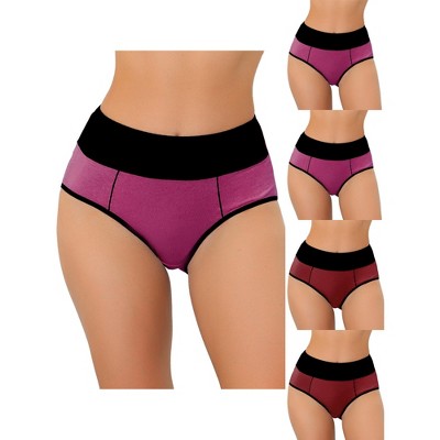 Allegra K Women's Plus Size High Waist Tummy Control Color-Block 5 Packs Available Briefs