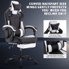 Ergonomic Massage Gaming Chair with Lumbar Support, Reclining Swivel Computer Chair with Footrest & Headrest for Home Office-Cuddlewood - 3 of 4