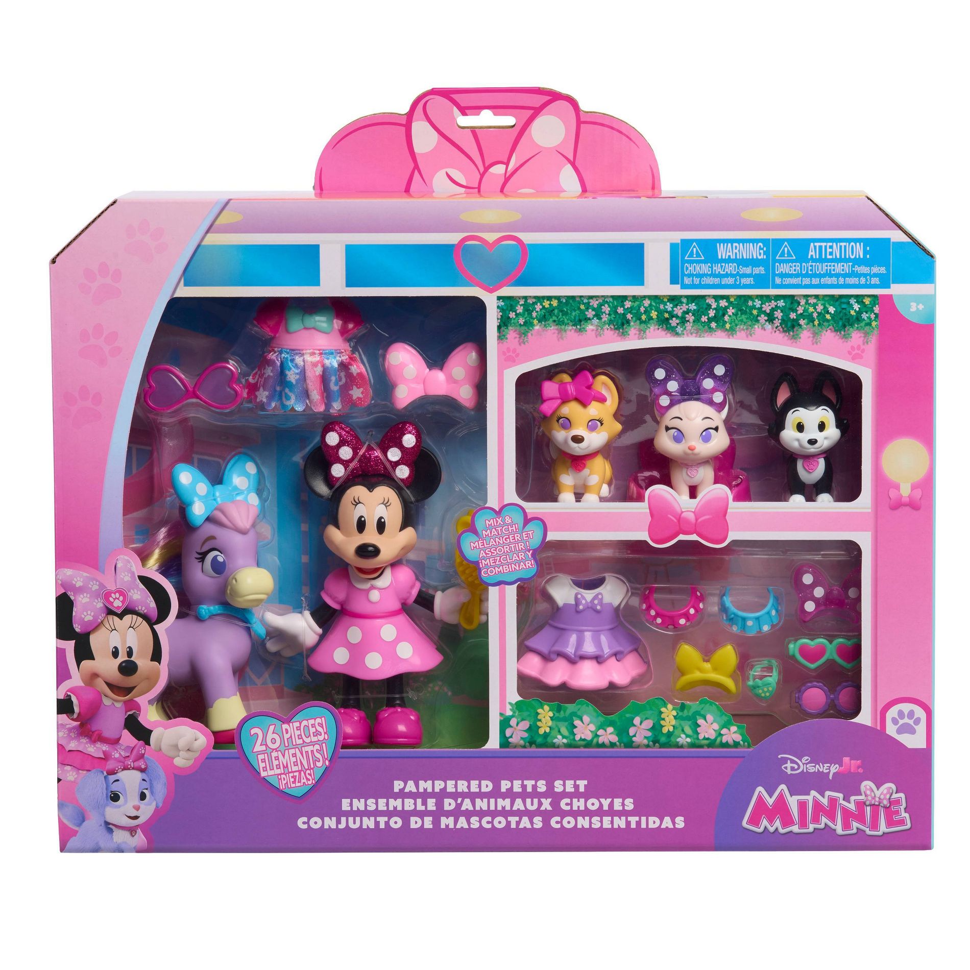 Minnie Mouse Deluxe Pampered Doll Pet Animal Figure: No Articulation Plastic Action Figures Set