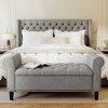 HOMCOM 50" Storage Ottoman Bench, Upholstered End of Bed Bench with Rolled Arms and Wood Legs, Button Tufted Storage Bench - 3 of 4