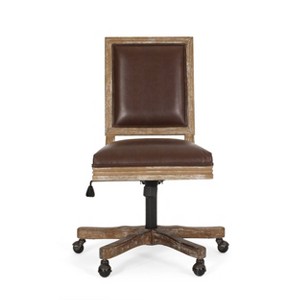 Sandine Rustic Upholstered Swivel Office Chair - Christopher Knight Home - 1 of 4