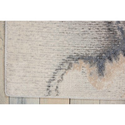 Extra Large Gray Abstract Synthetic Area Rug 9' x 12'