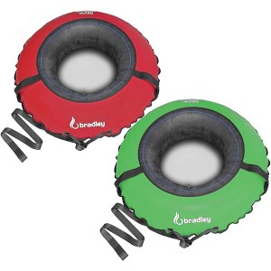 Bradley Set of 2 heavy duty tubes for floating the river; Whitewater tube; Rubber inner tube with cover for river floating 1 Red, 1 Green - 1 of 4