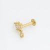 Jewelry Avalanche Solid 14K Gold 3-Petal Marquise-shape with Dangle Bezel-set CZ Labret Stud, Helix, Tragus, 8mm Post, Internally Threaded, Flat Back - 3 of 4