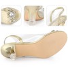 Perphy Women's Peep Toe Flower Rhinestone Slingback Clear Chunky Heels Sandals - 3 of 4