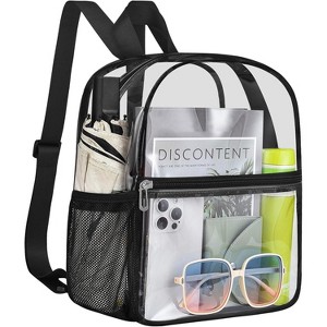 MaseiKar Clear Backpack Stadium Approved 12¡Á12¡Á6 Clear Mini Backpack Small Transparent Backpack for Concert, Beach, Work, Travel & Sporting，Black - 1 of 4