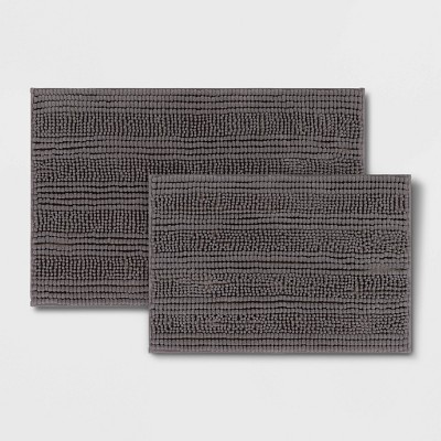 2pk Chenille Bath Rug Set Gray - Room Essentials™