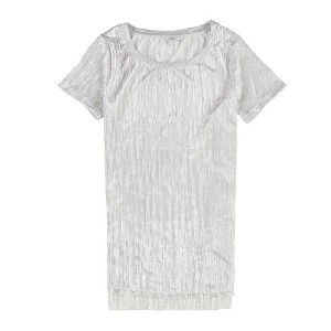 bar III Womens Textured Metallic Basic T-Shirt - 1 of 2
