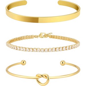 Reoxvo 14K Gold Plated Bangle Cuff Bracelets for Women Non Tarnish Gold Bracelet Stack Jewelry Set for Women Trendy - 1 of 4