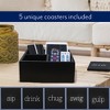 AuldHome Design Remote Control Caddy w/ Coasters, 6pc Set; Wood 3-Compartment Caddy w/ Coaster Set - 4 of 4