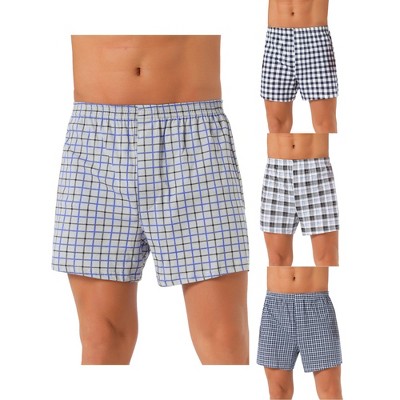 INSPIRE CHIC Men's 4 Pack Classic Plaid Pattern Boxer Shorts Underwear