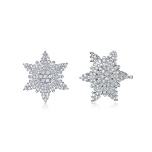 Guili Sterling Silver Star-Shaped Cubic Zirconia Stud Earrings, a Dazzling and Chic Representation of Celestial Elegance and Radiance - 1 of 4