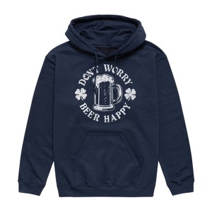 Men's - Instant Message - Don't Worry Beer Happy Graphic Fleece Pullover Hoodie - 1 of 4