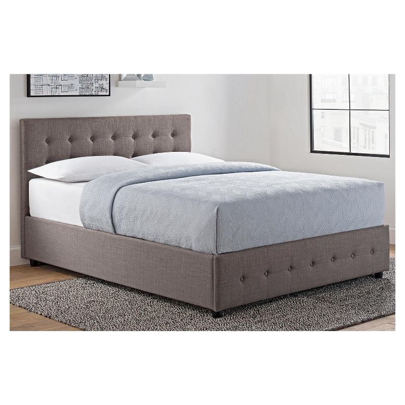 Full Selma Upholstered Bed with Storage Gray Linen - Room &#38; Joy, 6 of 9