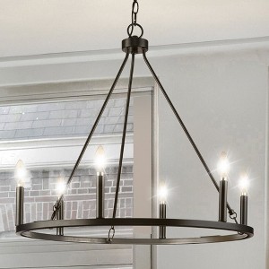 Urban Ambiance Luxury Modern Farmhouse Indoor Chandelier,  24-7/8''H x 27-5/8"W x 27-5/8''D,  Matte Black Finish, UHP4602 - 1 of 4