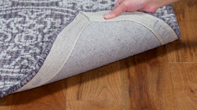 Gray Floral Motif Handmade Tufted Wool Runner Rug