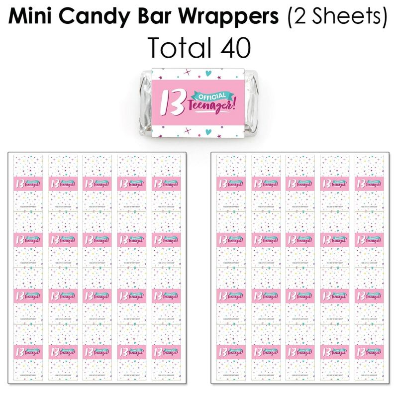Big Dot of Happiness Girl 13th Birthday - Official Teenager Birthday Party Candy Favor Sticker Kit - 304 Pieces, 3 of 8
