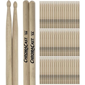 ChromaCast 5A USA Made Hickory Drumsticks Pair - Wood Tipped - Drum Sticks Tour Tested by Pro Drummers - Real American Hickory Wood - 1 of 4