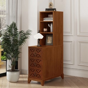 JUJABU Tall Corner End Table with 3 Drawers & 2 Open Shelves for Bedroom - 1 of 4