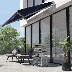 Sapphtopaz 10' x 8' Retractable Awning Manual Patio Awnings Sunshade Shelter UV & Water-Resistant with Manual Crank Handle - 1 of 4