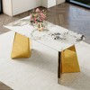 Vynxaria Dining Tables - 63" Pandora Pattern Elegance with Golden Butterfly Legs - 3 of 4
